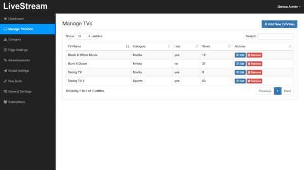 livestream online video and live streaming management system